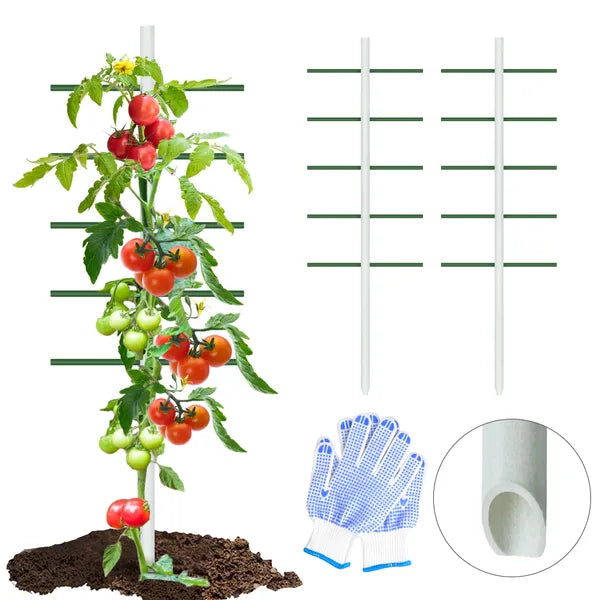 1PC 2FT*6FT White Round Tube Climbing Trellis, Outdoor Gardening Stand, Flower And Vegetable Climbing Trellis, Garden And Balcony Climbing Plant Stand