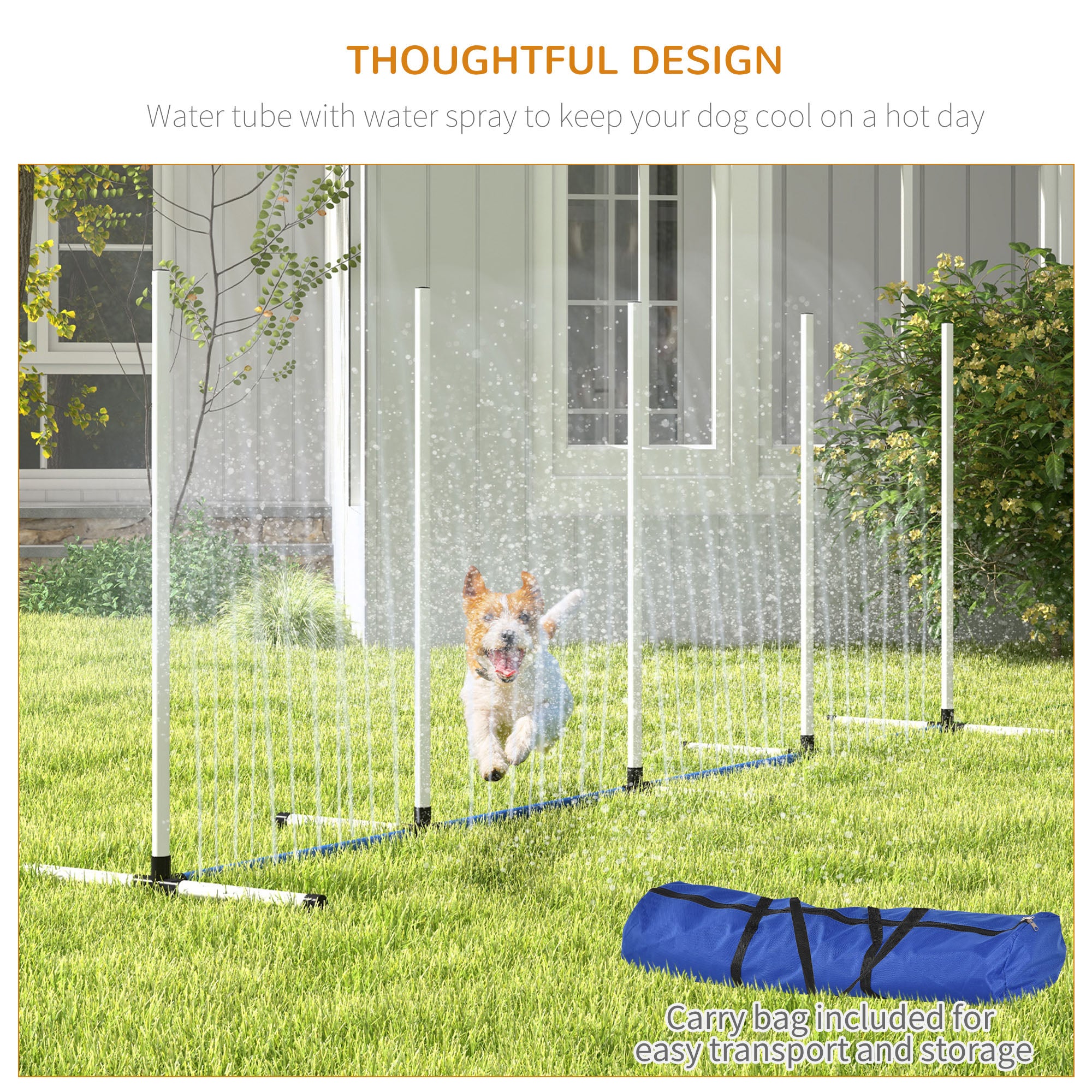 2pc Dog Agility Training Equipment Set with Spray Water Tube, White