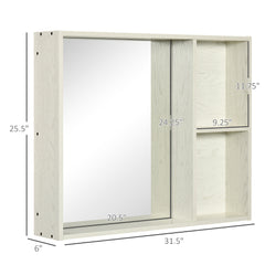 31.5" x 25.5" Bathroom Medicine Cabinet with Mirror, Storage Shelf, Over Toilet Bathroom Cabinet Wall Mounted for Living Room and Laundry Room, White
