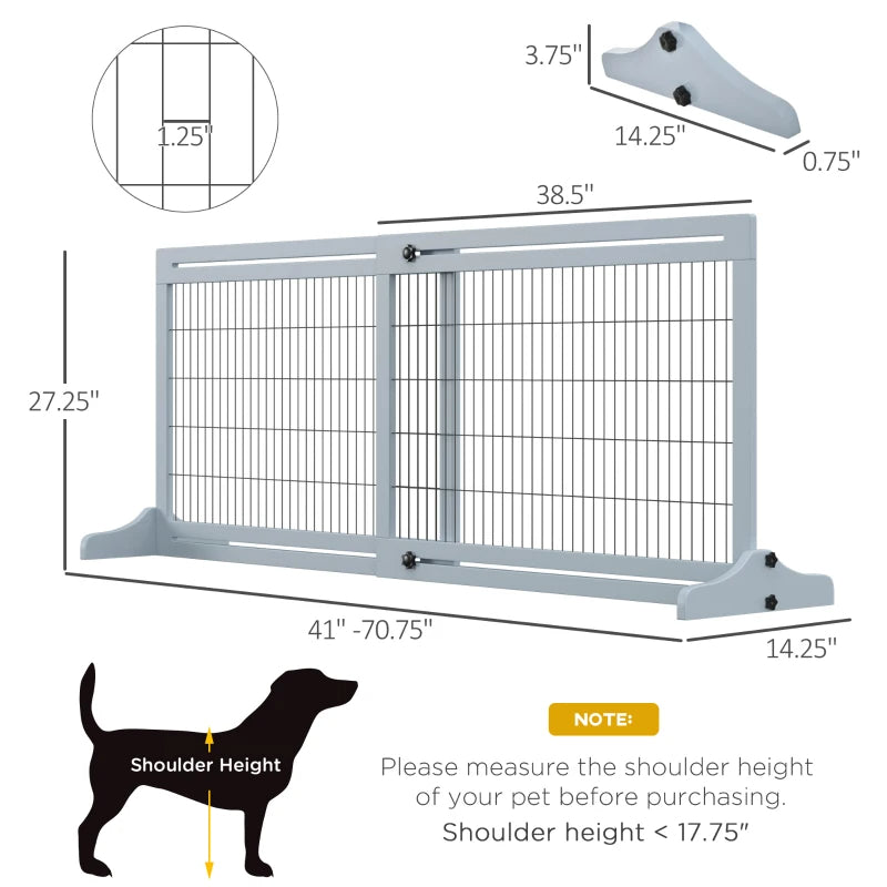 Extra Wide Freestanding Pet Gate With Adjustable Length Dog