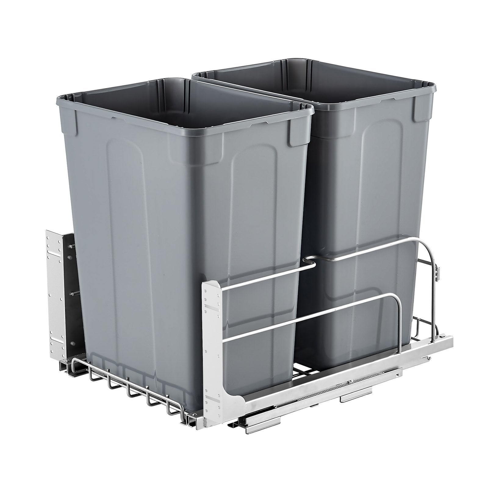 Double Pullout Waste Container Kitchen Trash Can With Soft Close Grey 35QTx2