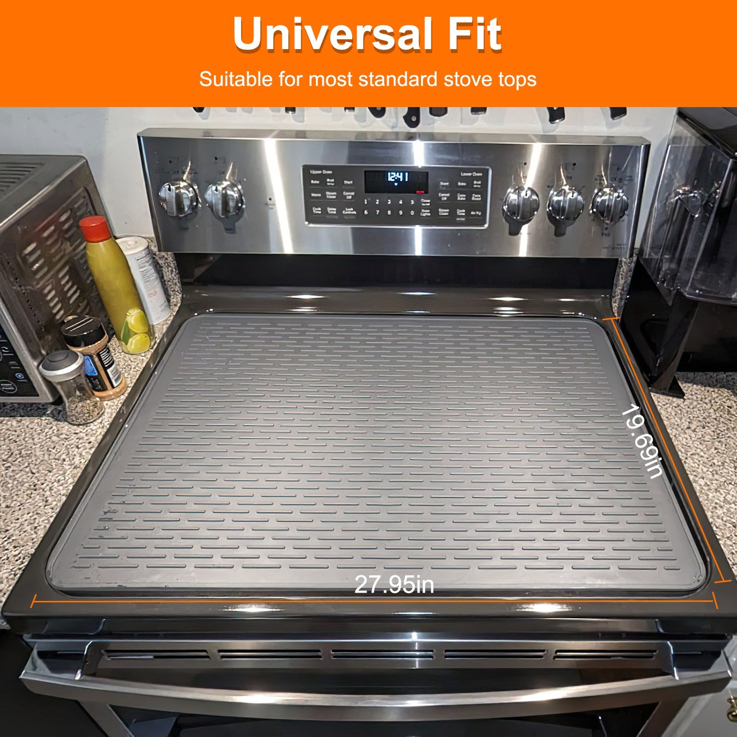 1Pc 27.95x19.69in Electric Stove Cover Silicone Stove Mat Glass Stove Top Protector 464 Fahrenheit Heat Resistant Dishwasher Safe Waterproof