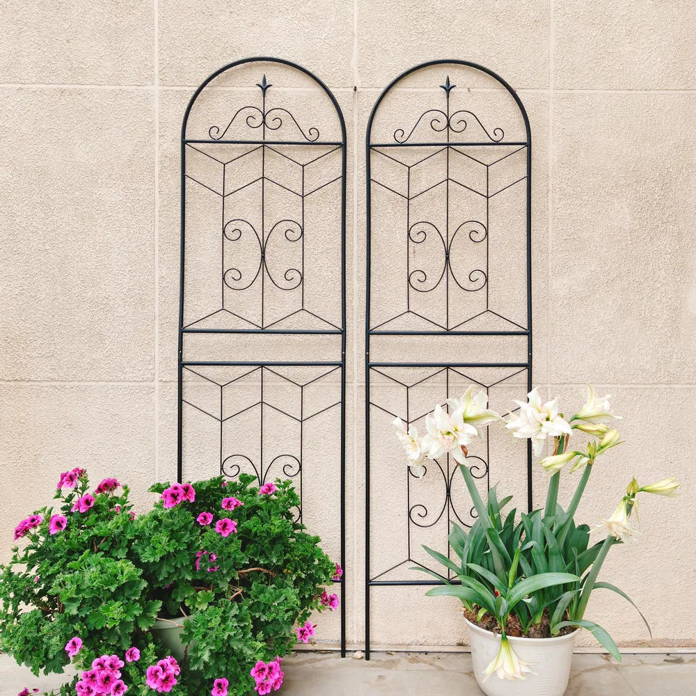 2 Pack Metal Garden Trellis 71" X 19.7" Rustproof Trellis For Climbing Plants Outdoor Flower Support Black