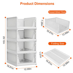 4 Packs Plastic Storage Box With Slide Rail Stackable  For Living Room Bedroom Wardrobe Fedex Shipping