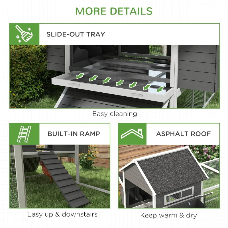 Wooden Chicken Coop For 8-10 Chickens, Backyard, Gray