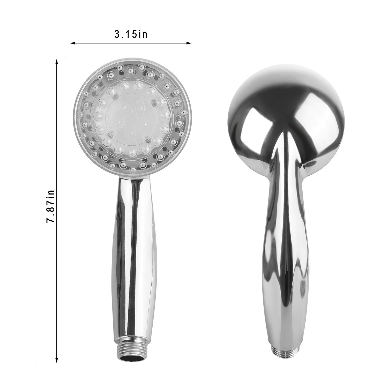 1Pc LED Shower Head Handheld Color-Changing Automatically Hydropower Without Batteries