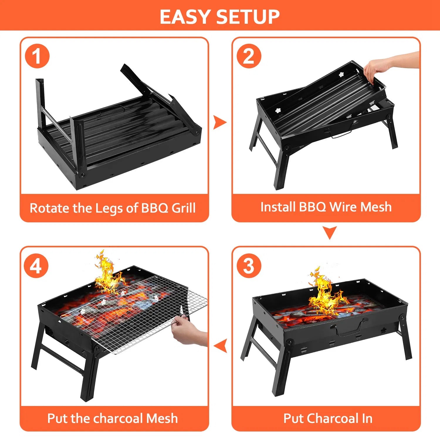 Portable BBQ Grill Foldable Charcoal Grill Lightweight Smoker Grill For Camping Picnics Garden Grilling