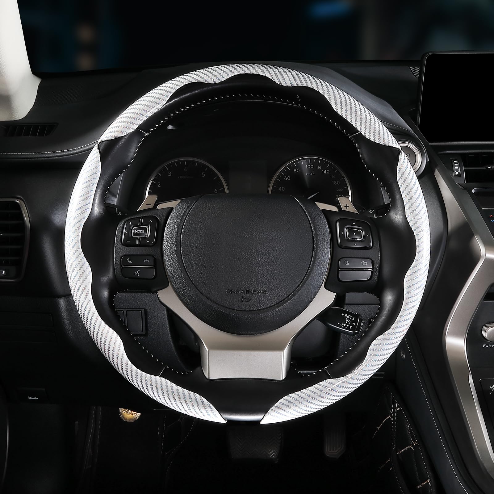 Carbon Fiber Steering Wheel Covers 3 Piece Clip On Steering Wheel Cover White