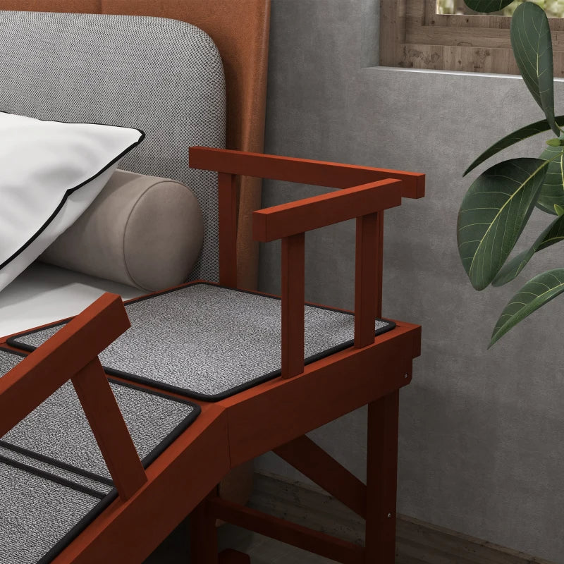 PawHut Wooden Dog Ramp With Removable Guardrails, Non-Slip Surface,, Brown