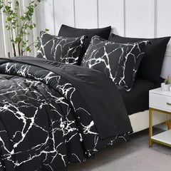 Black Marble Pattern Bed Set