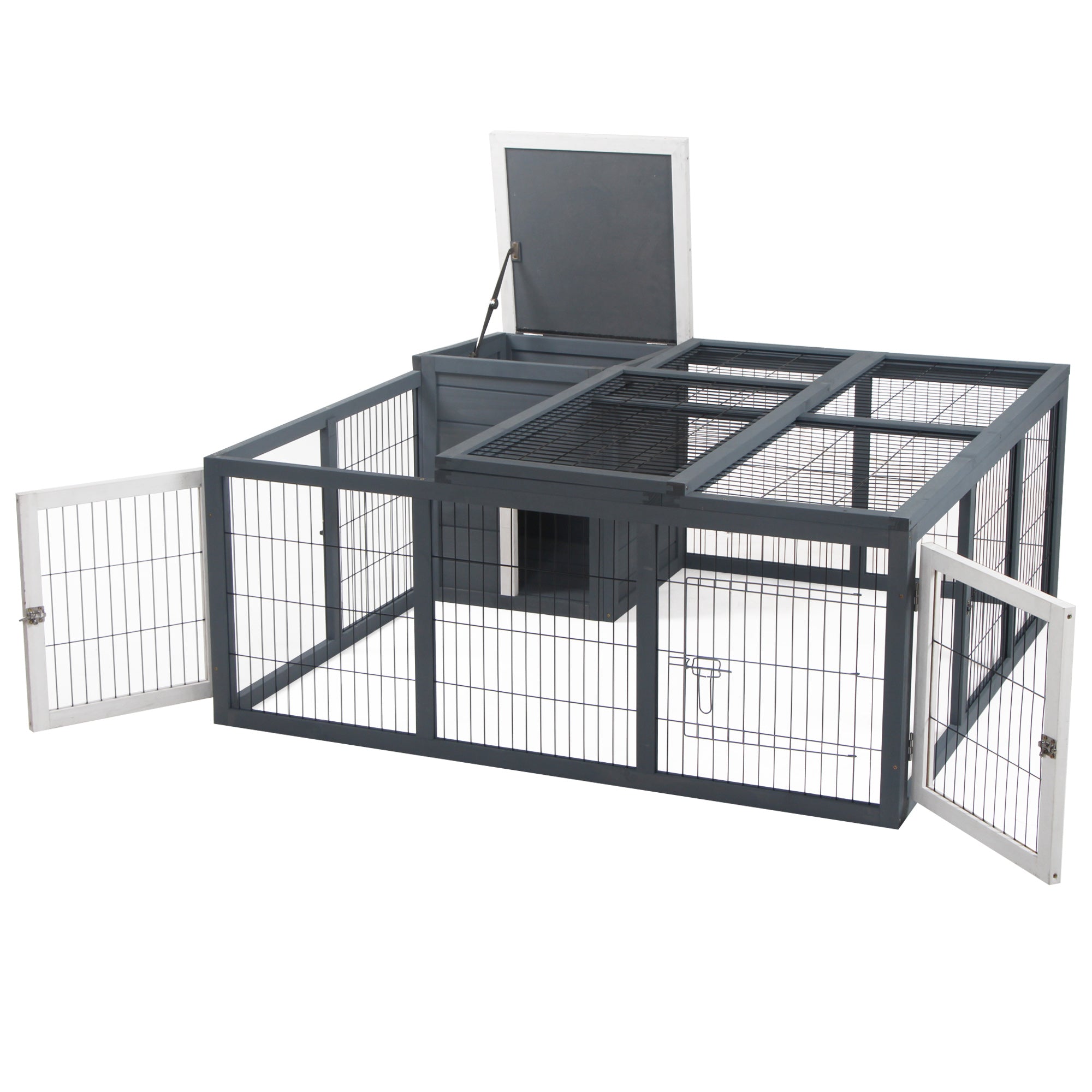 Rabbit Hutch, Waterproof Rabbit House for Small Animals, Gray