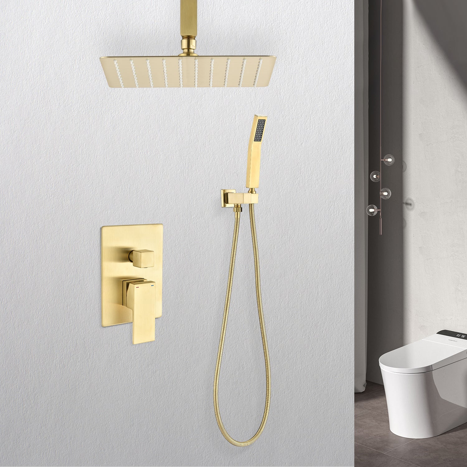 Ceiling Mounted Shower System Combination Set, With Handheld And Shower Head