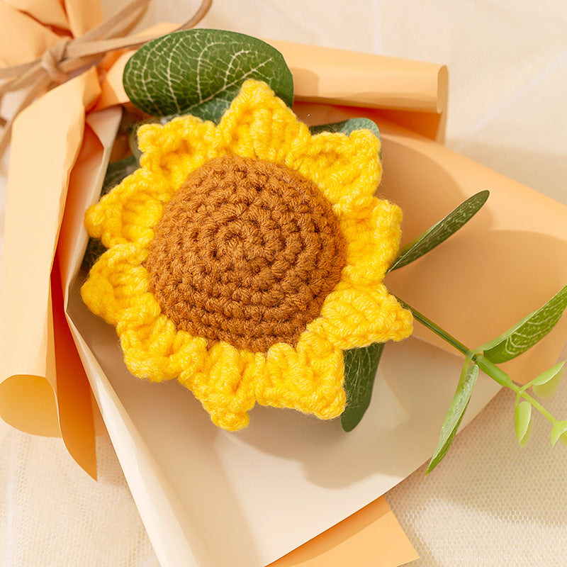 Mini Sunflower Hand-woven Bouquet Wool Knitted Flower Souvenir Teacher's Day Christmas Valentine's Day Gift