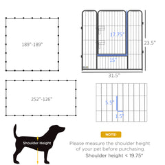 24 Panel Dog Playpen for Small and Medium Dogs with Lockable Door, 15.7' x 15.7' x 2.6'
