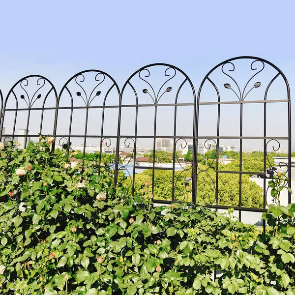 4 Pack Metal Garden Trellis 86.7" X 19.7" Rustproof Trellis For Climbing Plants Outdoor Flower Support Black