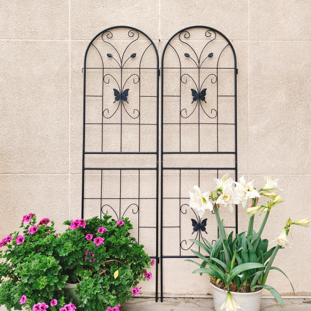 2 Pack Metal Garden Trellis 71" X 19.7" Rustproof Trellis For Climbing Plants Outdoor Flower Support Black