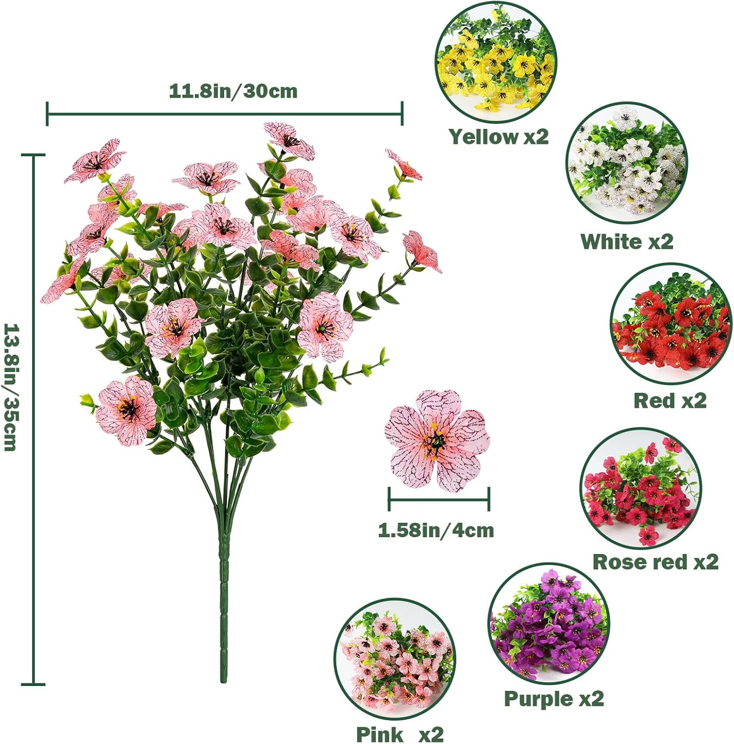 Nepfaivy Artificial Outdoor Flowers UV-Resistant - Realistic Artificial Flowers For Outdoors, Fade Resistant Fake Flowers For Outside, Plastic Faux Flowers For Outdoor Planters