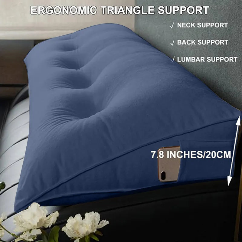 Triangle Reading Cushion With A Button-blue