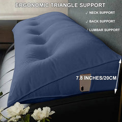 Triangle Reading Cushion With A Button-blue