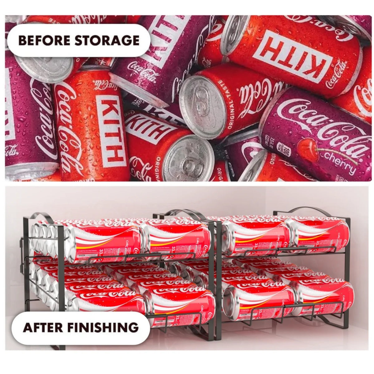 4-Tier Soda Can Organizer Rack - Set Of 2 Stackable Beverage Dispenser For Refrigerator - Holds 48 Cans