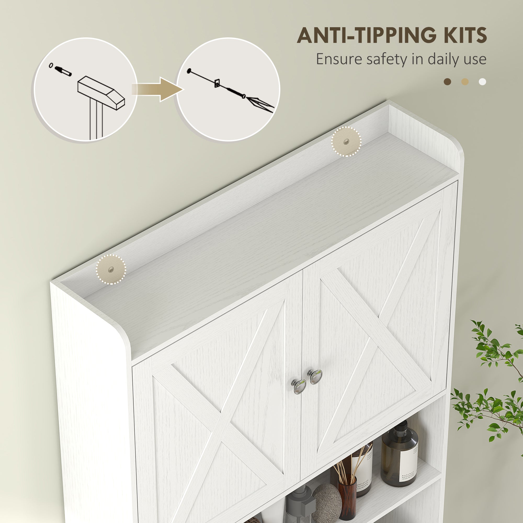 Farmhouse Over the Toilet Cabinet with Barn Doors, Over the Toilet Storage Cabinet with Adjustable Shelf, White