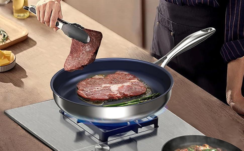 Titanium Alloy Stainless Steel 10-inch PFAS-Free PFOA-Free Non-Stick Pan Dishwasher-Safe Oven-Safe Suitable For All Stovetop Cookware