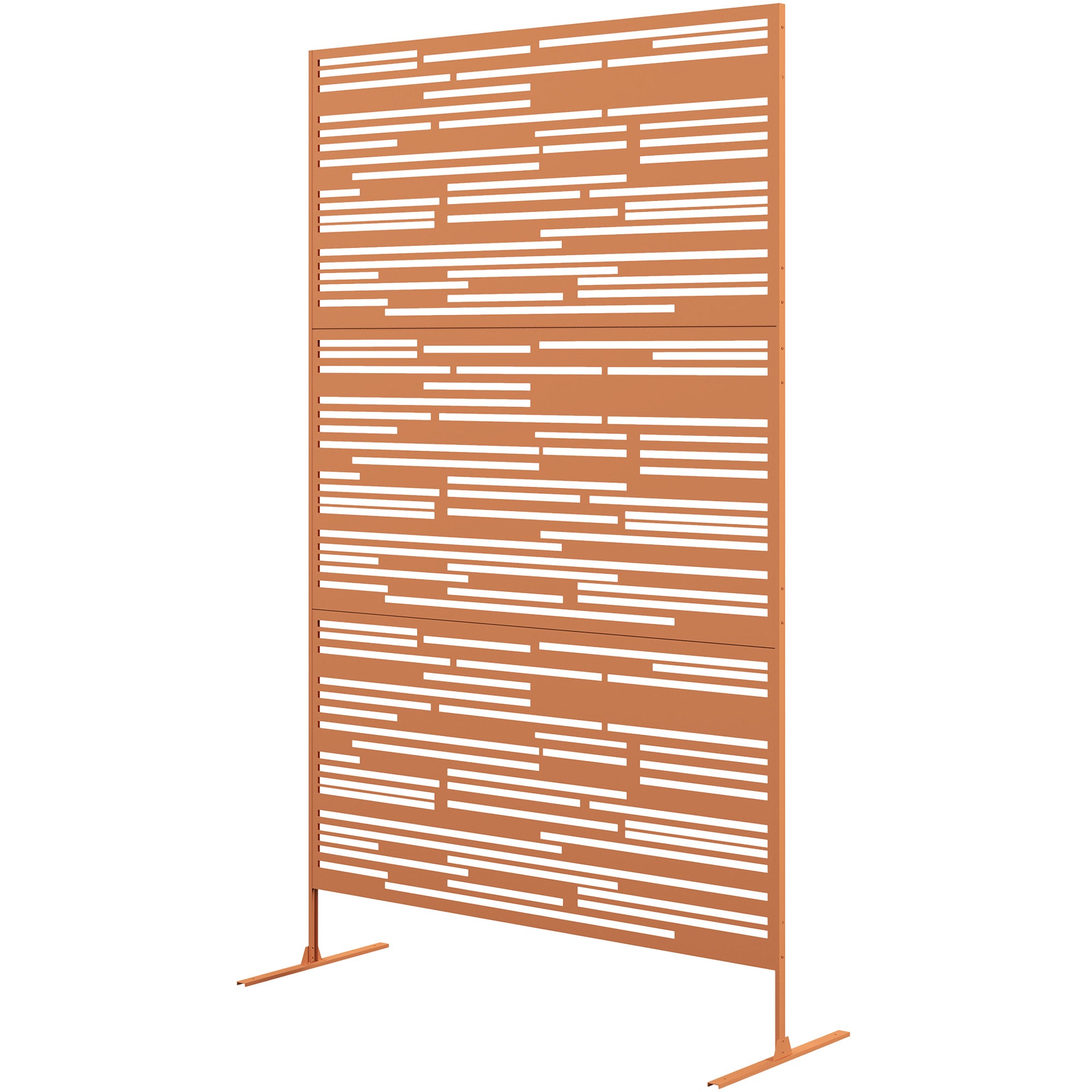 78 H X 48 W Metal Outdoor Privacy Screen, Freestanding Decorative Privacy Fence Screen For Balcony, Brown
