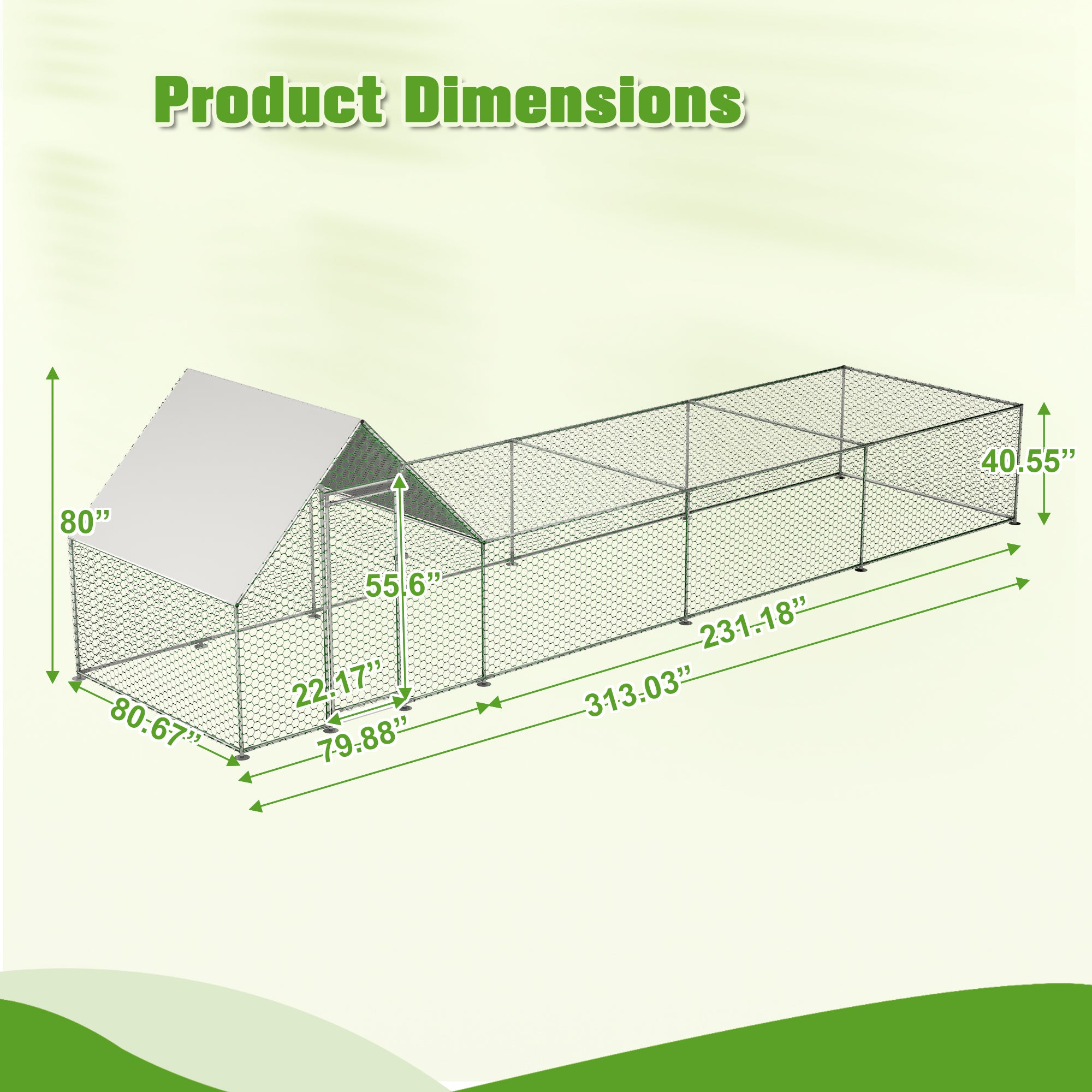 Metal Chicken Coop,Walk-in Chicken Run,Poultry Chicken Hen Pen Cage,Rabbits Duck Cages,With Cover