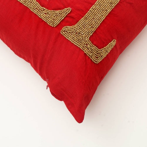 Handmade Red Noel Bead Wooden Pillow