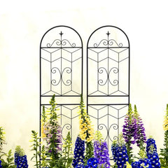 2 Pack Metal Garden Trellis 71" X 19.7" Rustproof Trellis For Climbing Plants Outdoor Flower Support Black