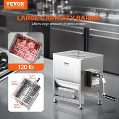 Manual Meat Mixer 120L Fixed Tank Mixing Max 120LB For Meat Sausage Mixer