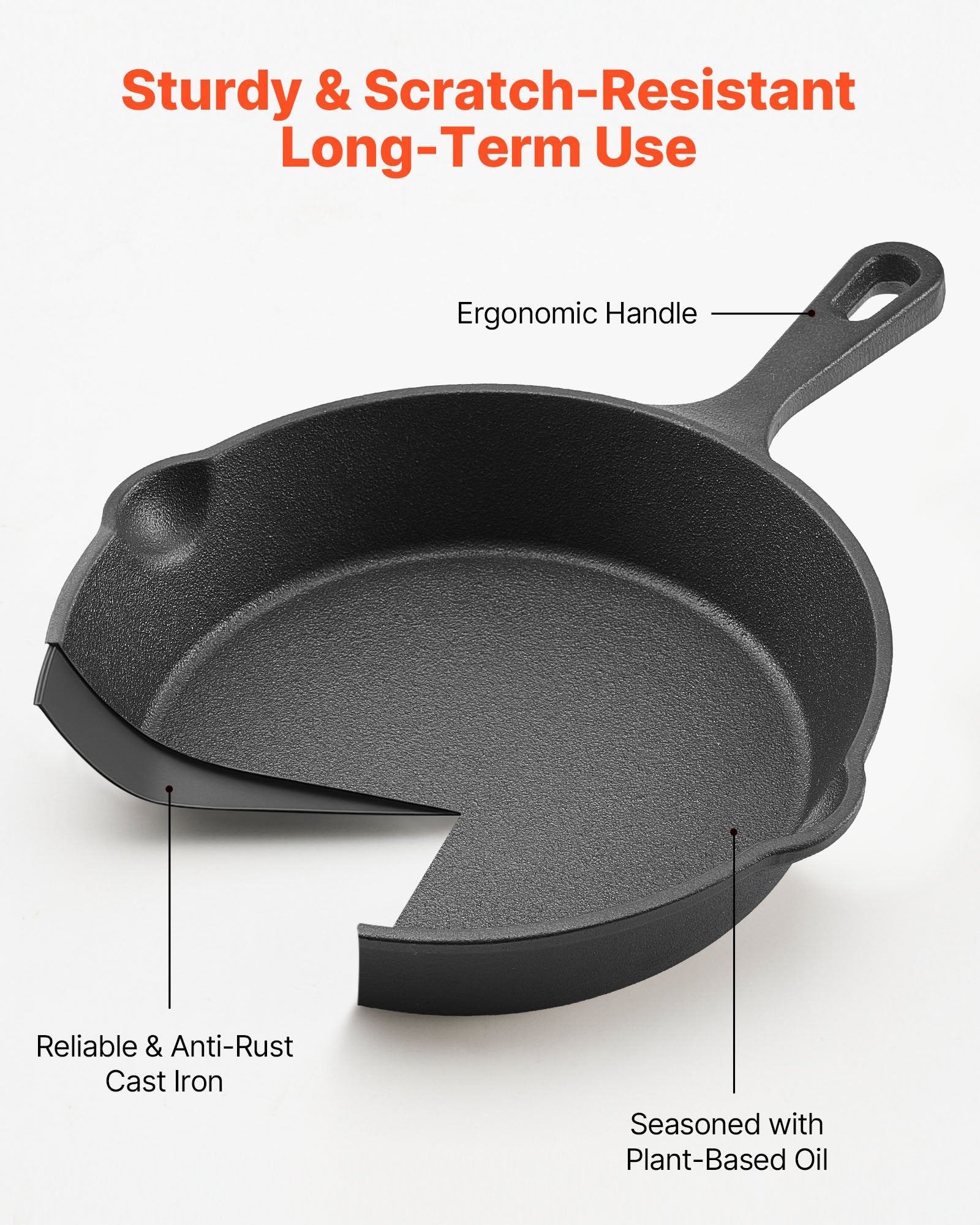 4 Piece Cast Iron Skillet Frying Pan Set 6 8 10 12 In With Silicone Handle Black