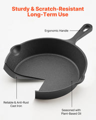 4 Piece Cast Iron Skillet Frying Pan Set 6 8 10 12 In With Silicone Handle Black