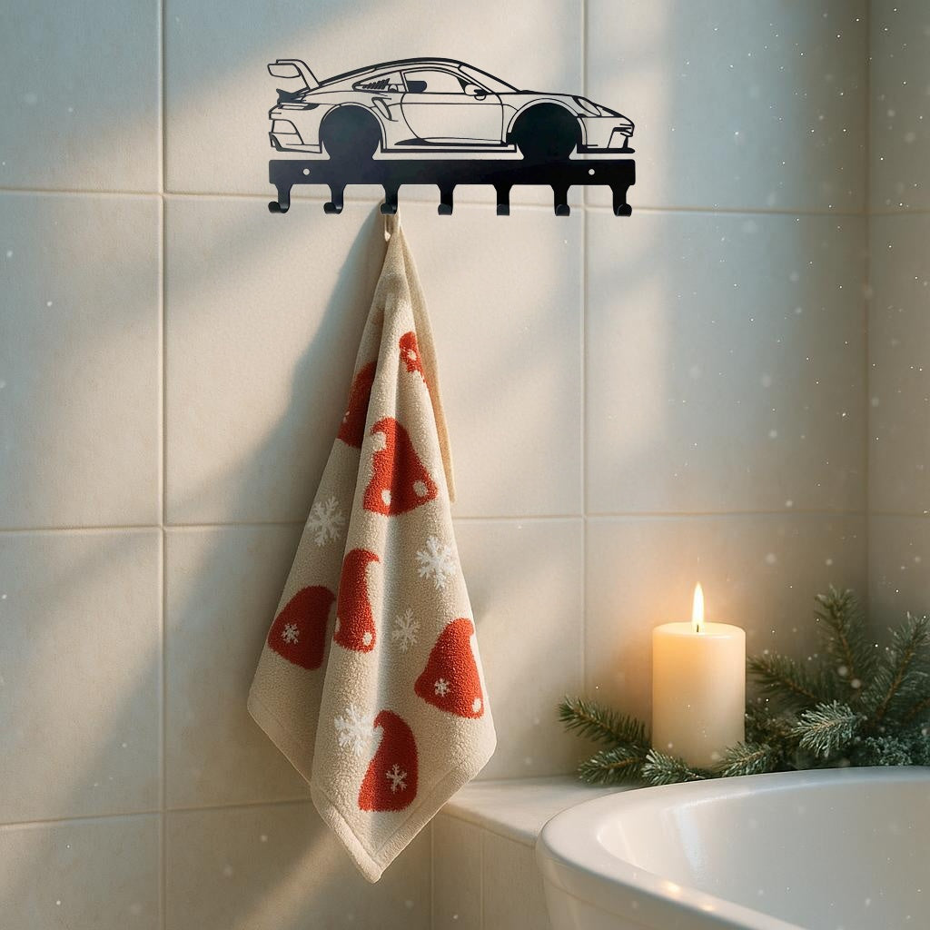 Racing Car Keychain & Wall Mount Set - Stylish Vehicle Key Holder For Home Decor