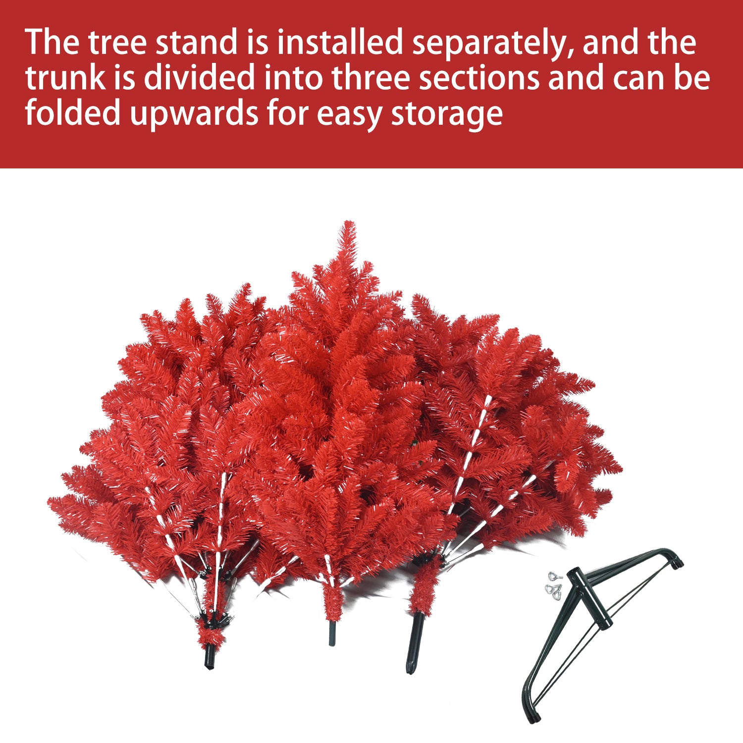 Artificial 6ft Red Christmas Tree With 804 PVC Branch Tips, Hinged Premium & Foldable Base For Indoor Holiday Decorating,Banned Platforms Temu