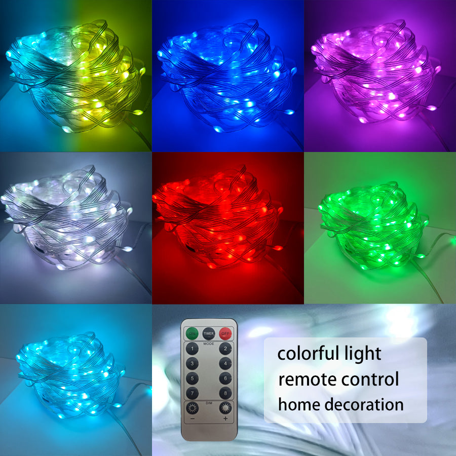 Christmas Tree Light Strings, LED Light Strings With Remote Control, Colorful Lights, Warm White Light Strings, Christmas Decorations