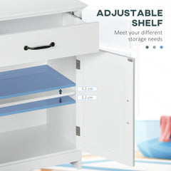 Bathroom Storage Cabinet, Modern Bathroom Cabinet with 2 Doors, Storage Drawer & Adjustable Shelf, White