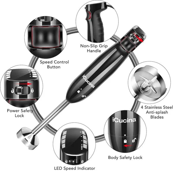 ICucina 4-in-1 Variable Speed Immersion Hand Blender