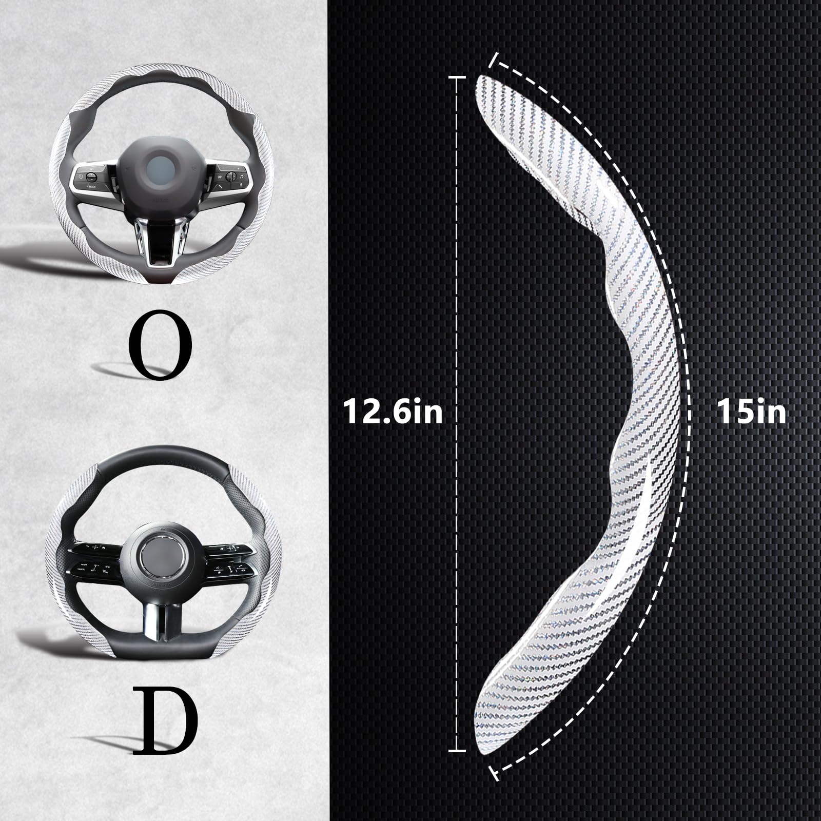 Carbon Fiber Steering Wheel Covers 3 Piece Clip On Steering Wheel Cover White