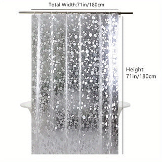 METABEST 3D Pebble Pattern Shower Curtain Liner  Durable PEVA Material With Heavy-Duty Magnets, Ideal For Shower Stalls And Bathtubs - 71x71 Inches  Comes With 12 Hooks