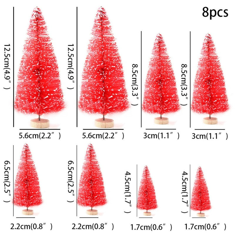 8 Pieces Mini Artificial Christmas Trees For Fairy Garden DIY Christmas Crafts