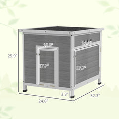 Wooden Duck Coop with Openable Roof, Removable Floor, Double Doors, Ramp, for 2-4 Ducks, Chickens, 25" x 32" x 30"