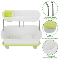 2-Tier Dish Drying Rack Cutlery Drainer Holder Kitchen Organizer Storage Shelf