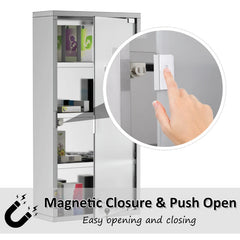 Lockable Medicine Cabinet, 4 Tier Stainless Steel Medical Wall Box With 2 Keys And Shelves For Bathroom