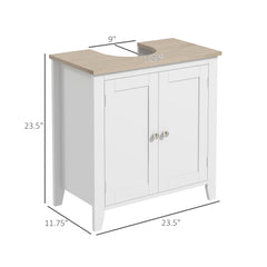 Pedestal Sink Storage Cabinet, Under Sink Cabinet with U-Shape and Adjustable Internal Shelf, White