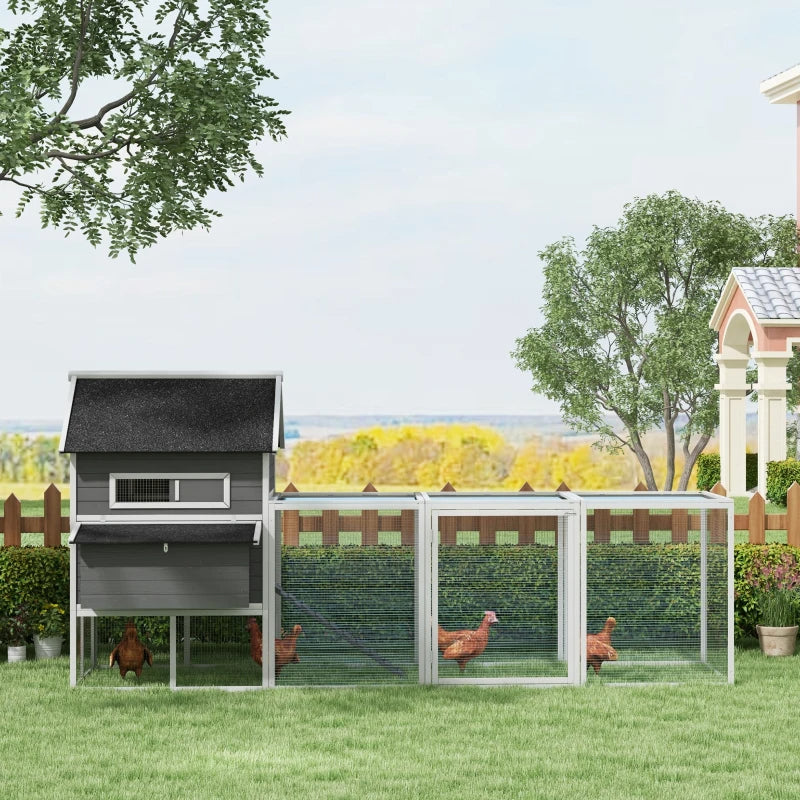 Wooden Chicken Coop For 8-10 Chickens, Backyard, Gray