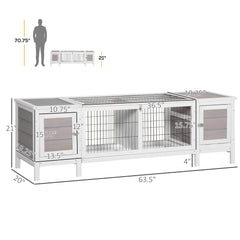 Rabbit Hutch, Bunny Cage, Guinea Pig House with Pull-Out Tray, and Divided Board for Indoor, White