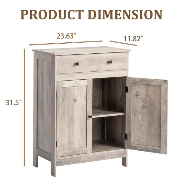 Washed Gray Particleboard With Melamine Veneer, 60*30*80cm, Double Doors, Single Drawer, Bathroom Vanity