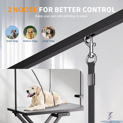 Height Adjustable Pet Grooming Table, Equipped With Leveling Wheels, Dog Grooming Arms, Anti Slip Tabletop, And Tool Organizer 50 Inches, Black, Prohibited Platform Temu