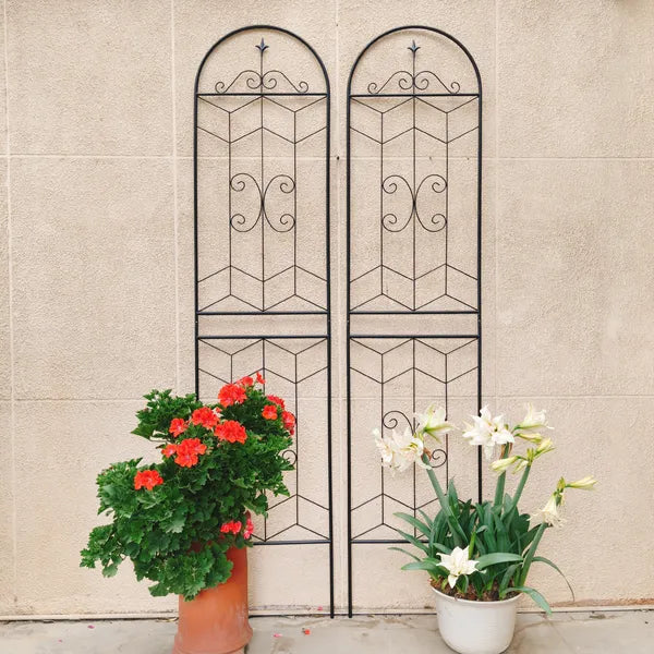 4 Pack Metal Garden Trellis 86.7" X 19.7" Rustproof Trellis For Climbing Plants Outdoor Flower Support Black